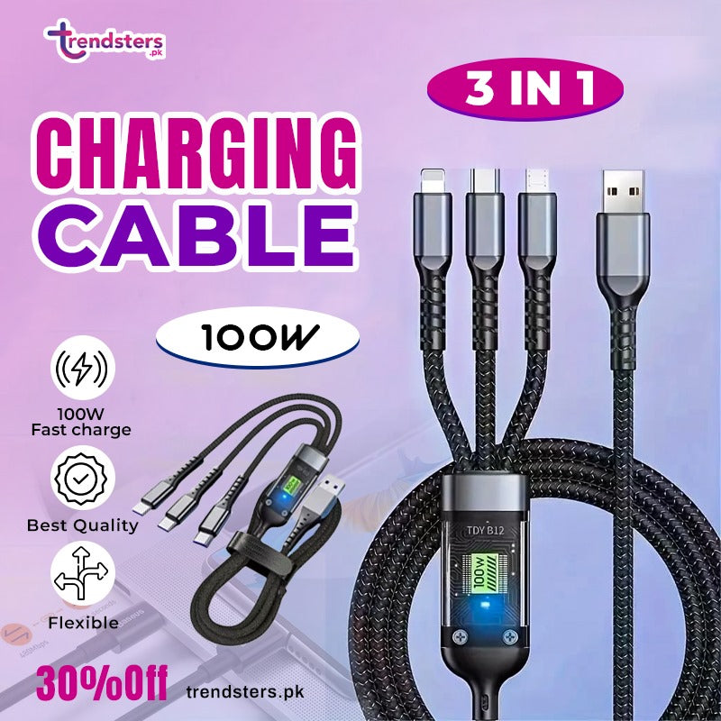 100W 3-in-1 Charging Cable