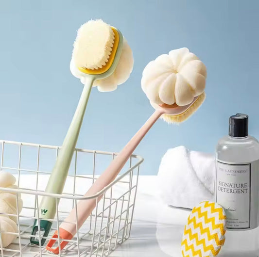 Double Sided Back Scrubbing Brush, Scrubber Brushes With Handle, Exfoliating Scrub Bathroom Loofah Brush