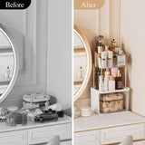 2 Layer Makeup Organizer Countertop, Skincare And Makeup Organizer, Bathroom Counter Organizer, Anti-Slip Dustproof Exquisite Vanity Organizer