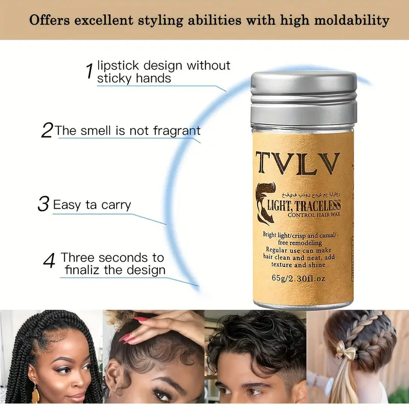 TVLV Hair Wax Stick Broken Hair Finishing Styling Stick for Broken Hair, Wigs, Edge Control - Styling Wax for Fly Away & Edge Frizz Hair
