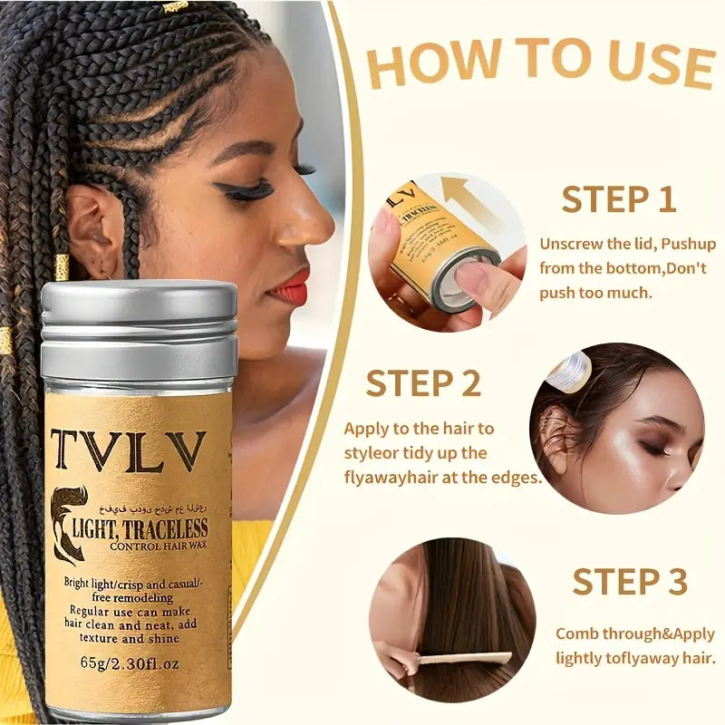 TVLV Hair Wax Stick Broken Hair Finishing Styling Stick for Broken Hair, Wigs, Edge Control - Styling Wax for Fly Away & Edge Frizz Hair