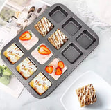 12 Grid Carbon Steel Square Muffin Pan, Non-Stick Mini Muffin Baking Pan, Bakeware Baking Tools