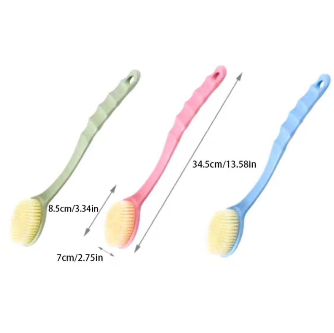 Long Handled Plastic Bath Brush, Soft Sponge Scrubber Body Cleansing Brush, Bath Back Massage Brush