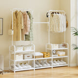 3-Tier Wardrobe Closet Oragnizer, Hanging Clothes Storage Rack, Iron Clothes and Shoes Rack For Bedroom And Entryway