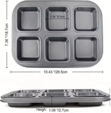 6 Grid Mini Loaf Pan for Baking, Mini Square Cake Mold, One Bite Size Brownie Pan