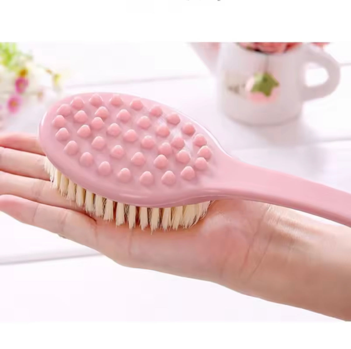 Long Handled Plastic Bath Brush, Soft Sponge Scrubber Body Cleansing Brush, Bath Back Massage Brush